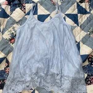 Blue lacey spaghetti strap top